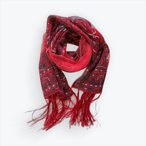 Sheer Red Fringed Scarf | 55" long
